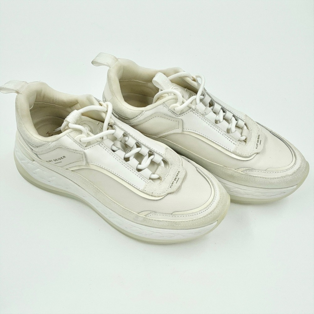 Kurt Geiger Size 9 Platform Chunky Sneaker Off White Leather NEW Kensington $195